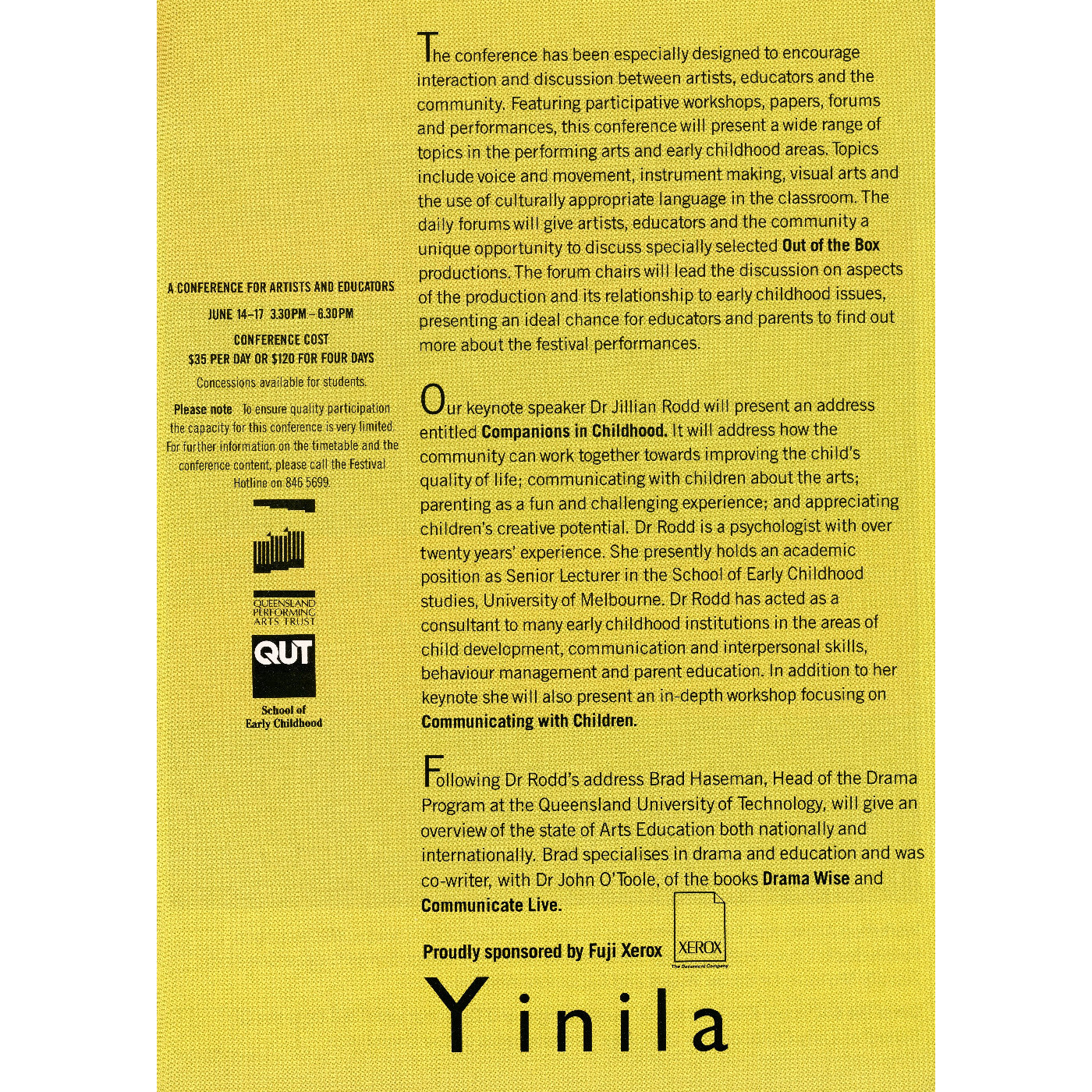 Out of the Box 1994 - Yinila: A Conference for Artists and Educators