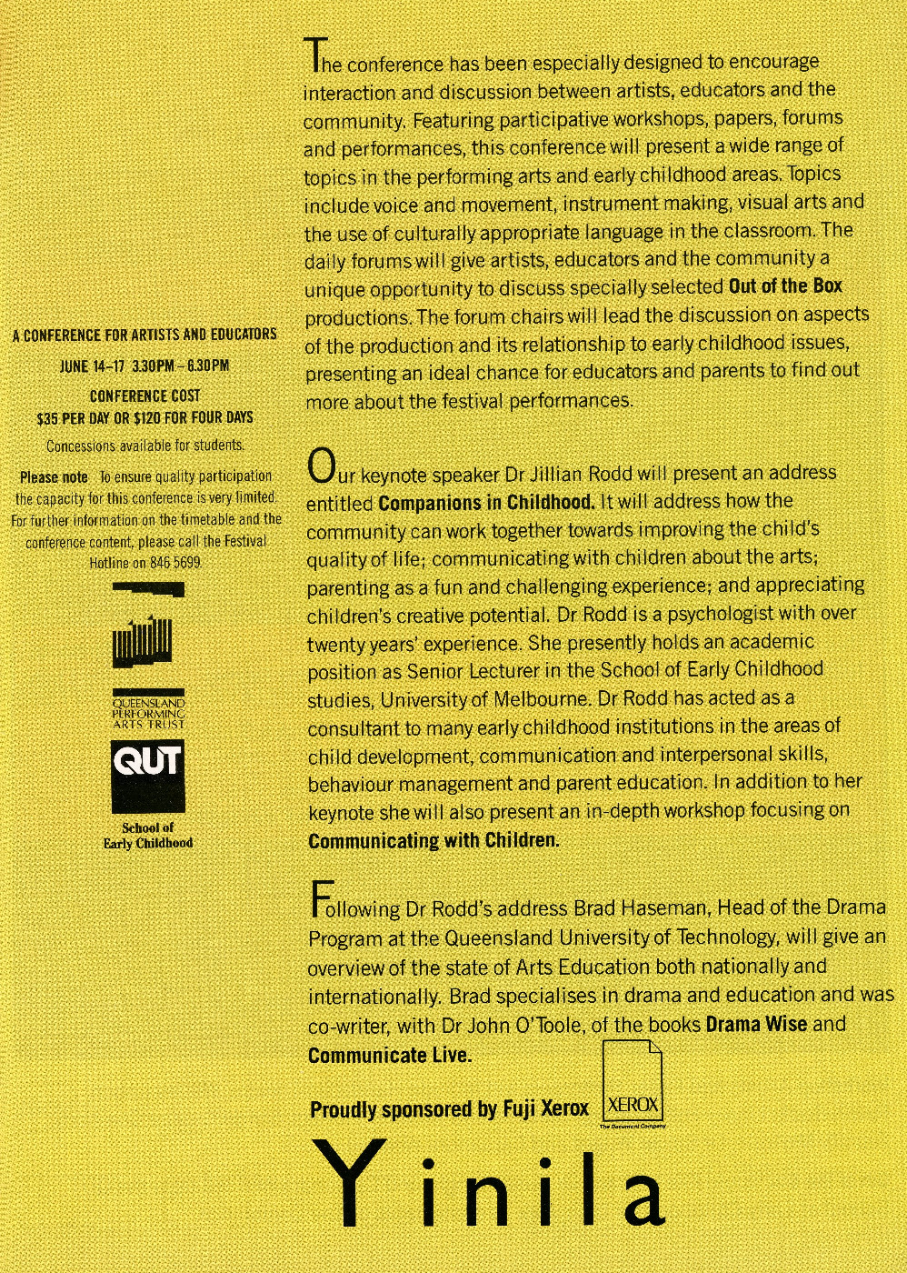 Out of the Box 1994 - Yinila: A Conference for Artists and Educators